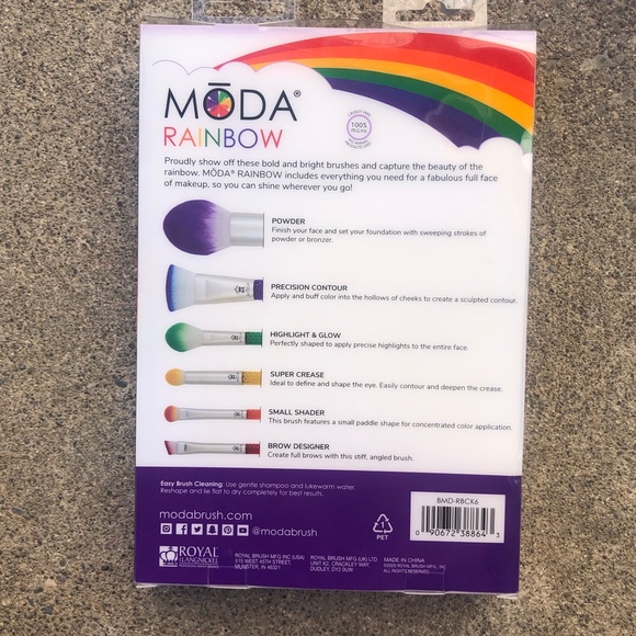 Makeup Brush Set of 6 Colorful Rainbow Moda - Picture 2 of 2